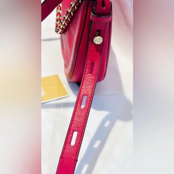 Michael Kors Crossbody Purse Red Gold Chain Strap & Long Adjustable Strap MINT - Picture 12 of 12